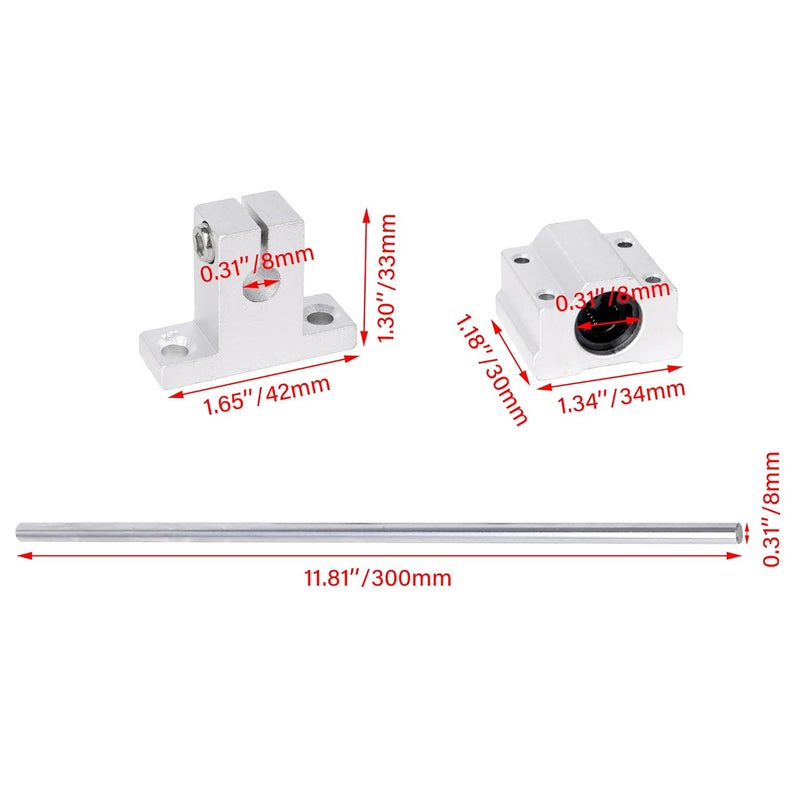 CNBTR Set of 10 Sliding Ball Bearings, Horizontal Linear Bushing and Axis, Optical Axis, Support Bar, from - Image 4